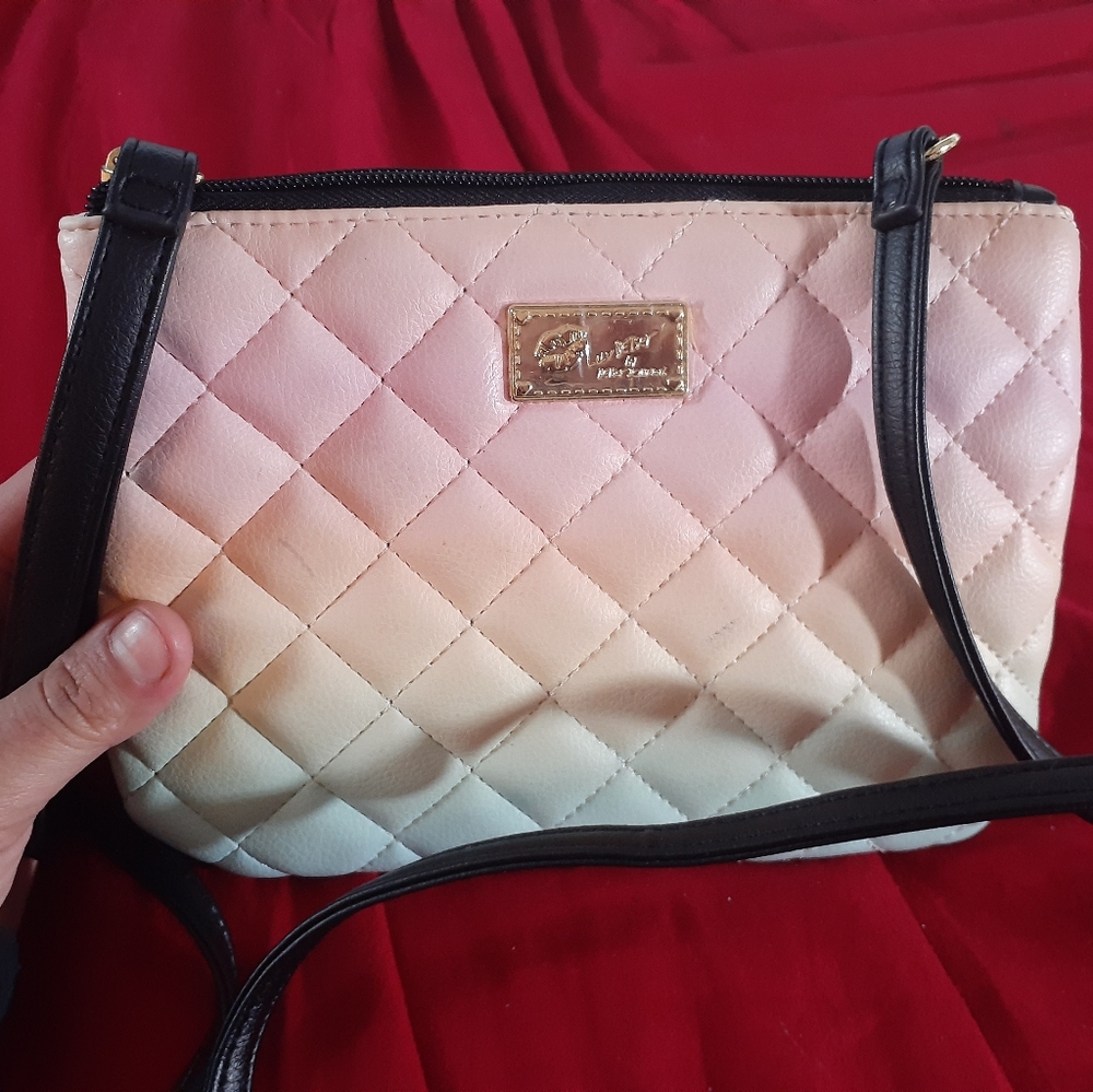 Betsy Johnson rainbow crossbody bag with removable